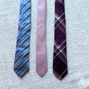 3 ct Men's Tie Set - Blue, Pink, and Burgundy